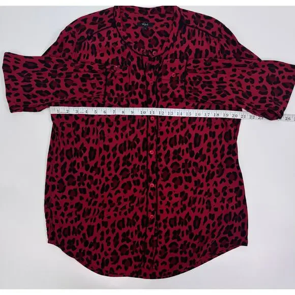Rails “Lillian” Red Leopard Button Down Blouse Size L - Picture 11 of 13